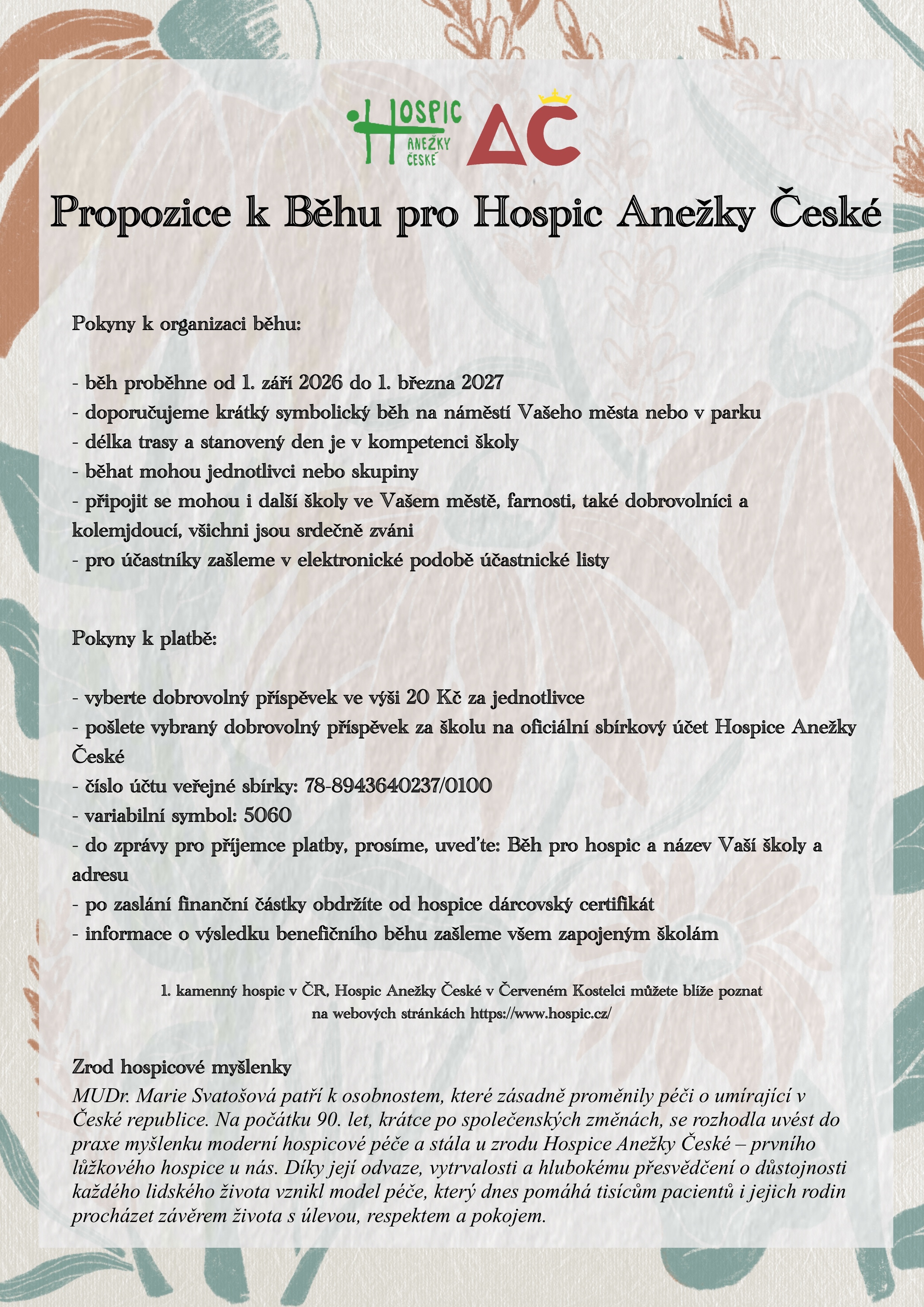 Běh pro hospic- propozice